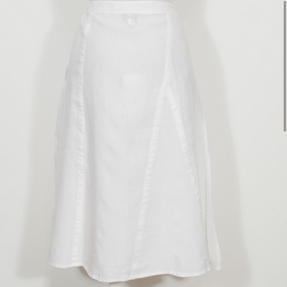Eileen Fisher White Spring Linen Flared Knee Length Skirt HH. - Picture 10 of 11